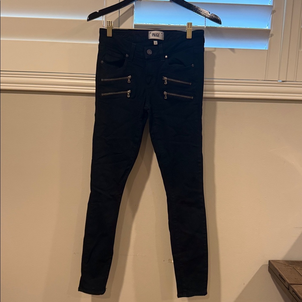 PAIGE Jet Black Denim with Zipper Accents